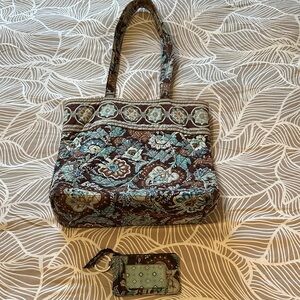 Floral Patterned Tote Bag with Matching Pouch